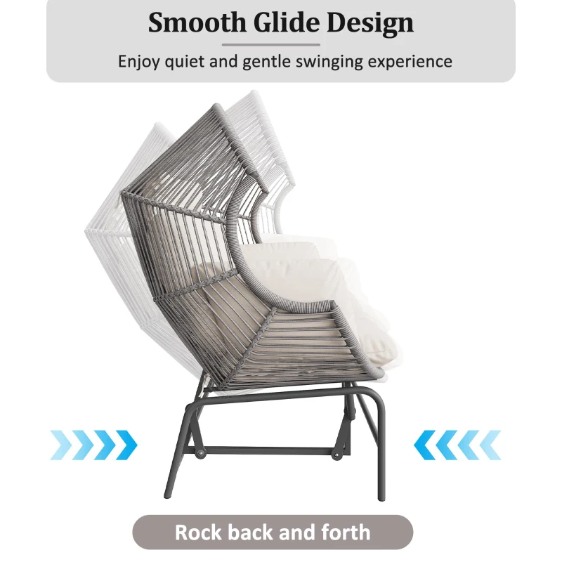 Comfortable Garden Rocker with Gentle Rocking Motion, Perfect Rocking Chair for Garden or Balcony, 145L x 85W x143H cm, Grey