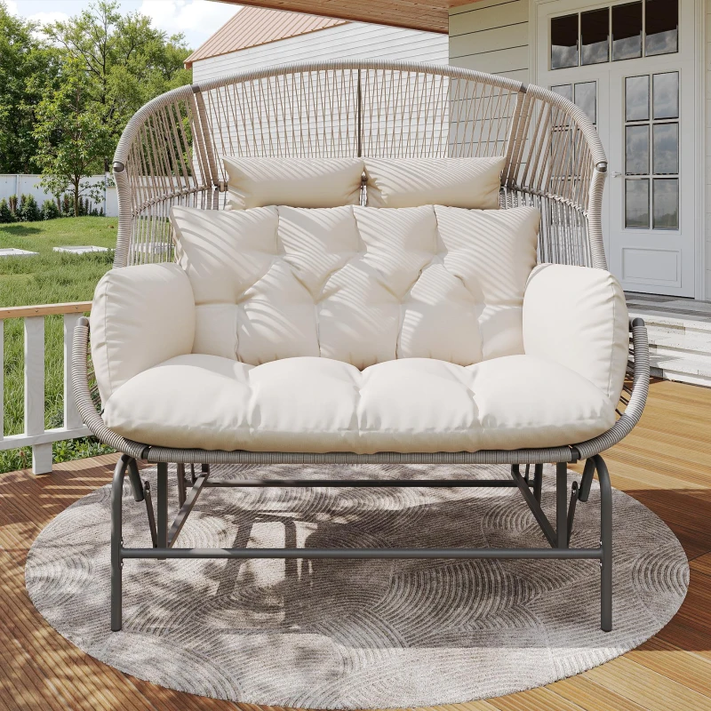 Comfortable Garden Rocker with Gentle Rocking Motion, Perfect Rocking Chair for Garden or Balcony, 145L x 85W x143H cm, Grey