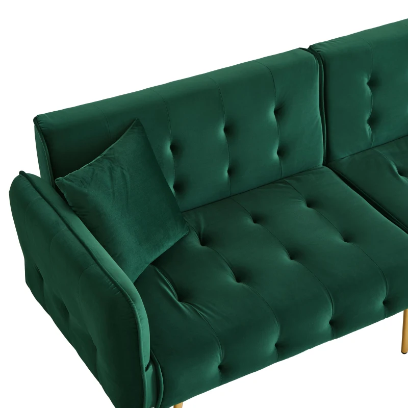 Space-Saving Sofa Bed with Folded Backrest, Ideal Sofa Sleeper for Small Apartments or Dormitories, 178L x 82W x 70H cm, Green