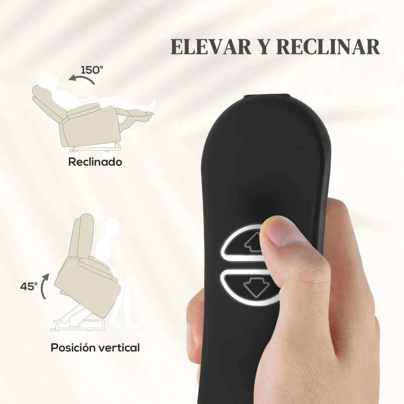 HOMCOM Sillón Relax Reclinable Eléctrico Levanta Personas con Masaje Vibratorio y Calor Puerto USB Control Remoto Crema