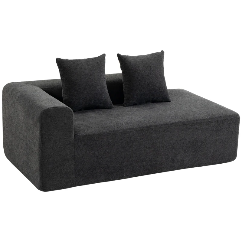HOMCOM Canapea cu 2 locuri din chenille cu 2 perne șezut cu arcuri fără montaj 71,5x91,5x83 cm Gri închis