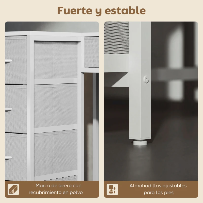 HOMCOM Escritorio Esquinero Reversible con 6 Cajones 126x48 cm con Toma de Corriente Puerto de Carga USB y USB-C Blanco