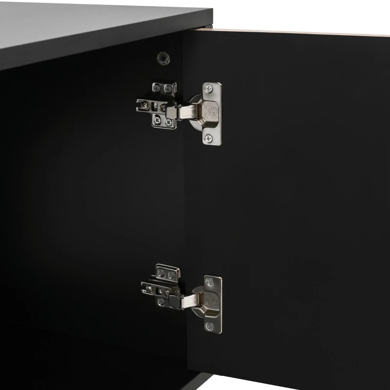 Spacious TV Cabinet with 4-Door Concealed Storage, Practical TV Stand for Dining Rooms and Living Rooms, 179L x 35W x 53.5H cm, Black+Wood