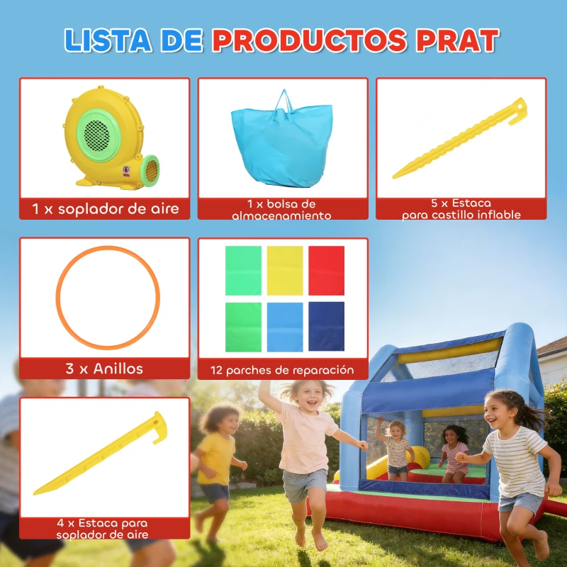 AIYAPLAY Castillo Hinchable para Niños con Soplador Tobogán Cama Elástica Piscina de Pelotas Juego de Aros Toldo