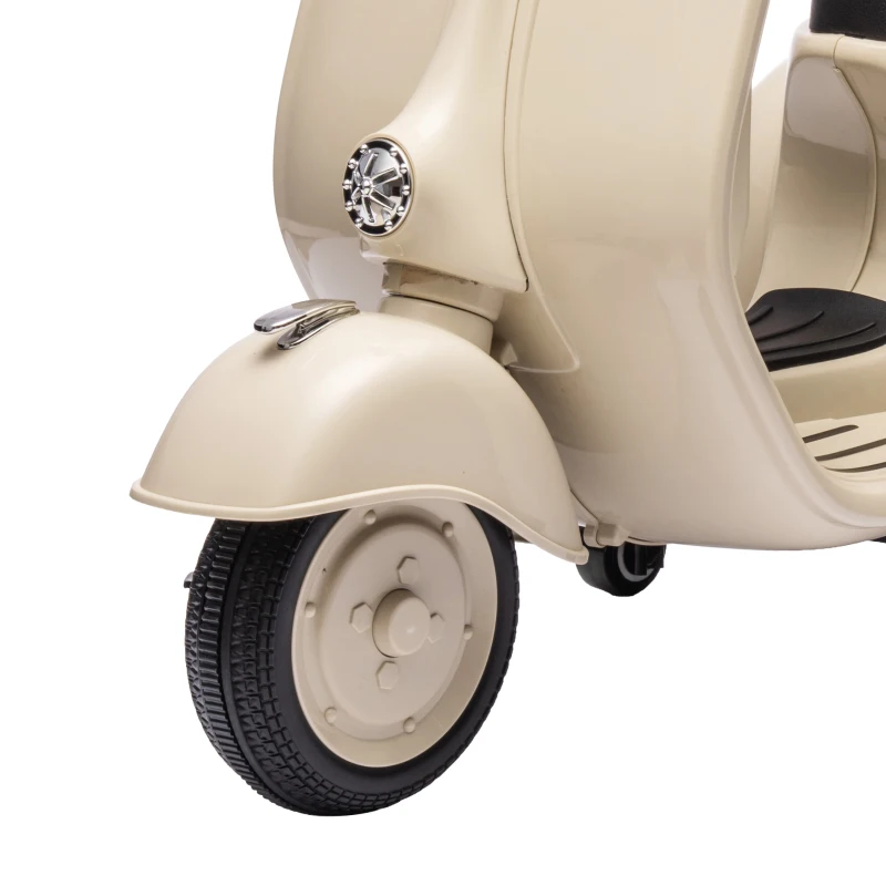 AIYAPLAY Moto Électrique Enfants VESPA sous Licence, Vitesse Max 5 Km/h, Musique & Lumière, 3+ ans, Blanc