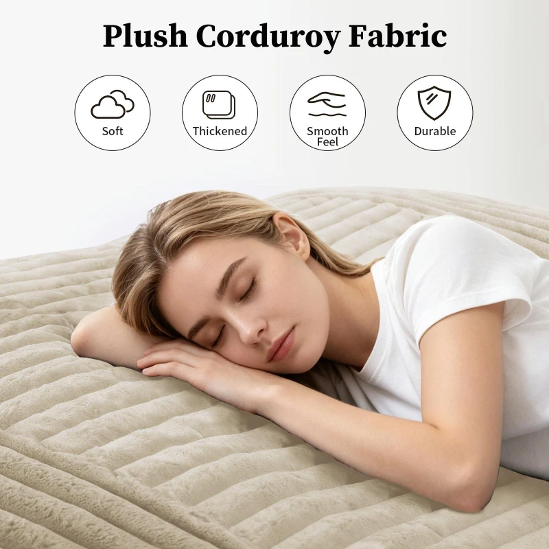 3-in-1 Convertible Bean Bag with Soft Ribbed Corduroy Cover, Memory Foam Floor Mattress Bed with Machine-Washable Cover, 180L x 125W cm, White