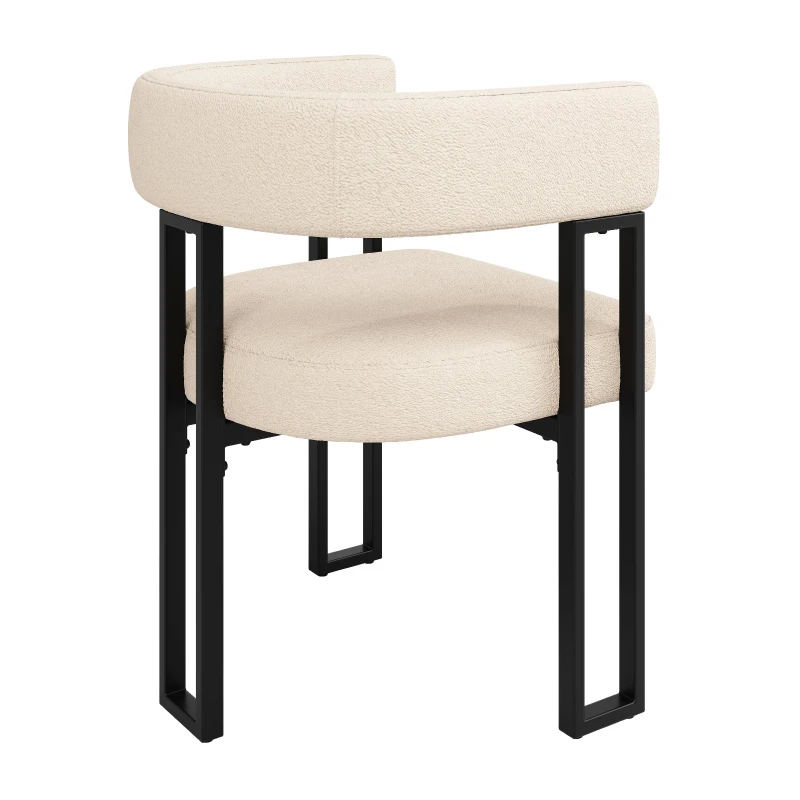 Fabric Dining Chairs 6-Piece Set with Ergonomic Curved Back, Modern Upholstered Accent Chairs for Living Spaces, 51.5L x 54W x 72H cm, Beige
