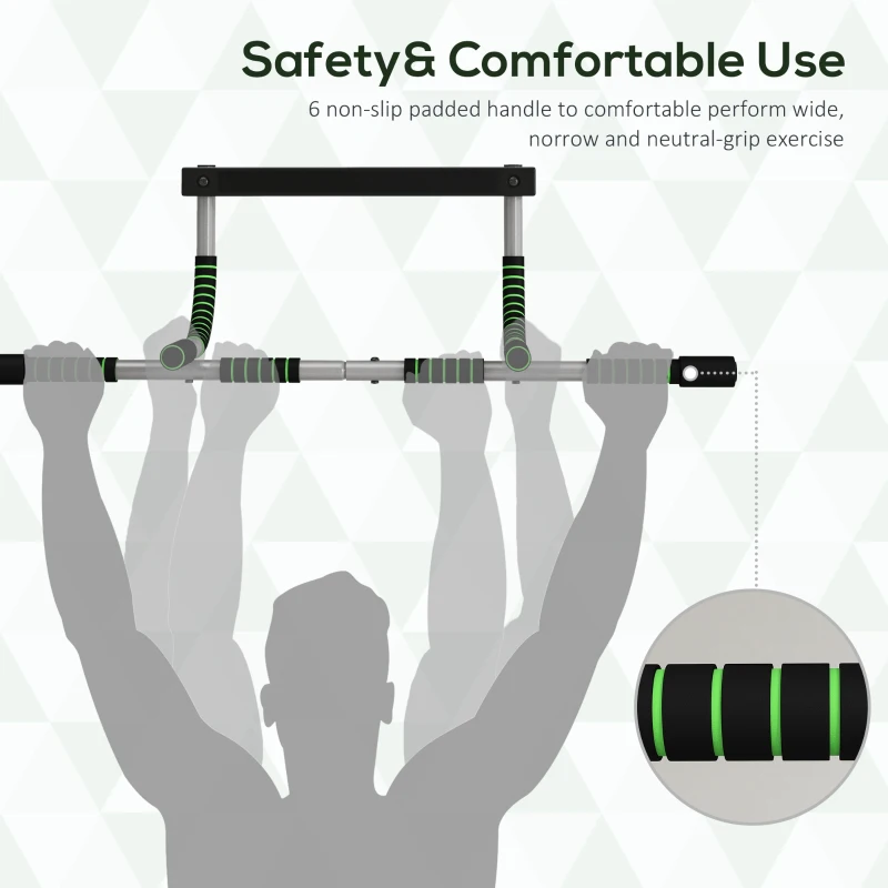 HOMCOM Doorway Pull up Bar, Door Frame Chin up Push up Bar for Home Gym Upper Body Workout, No Drilling or Screws, Green