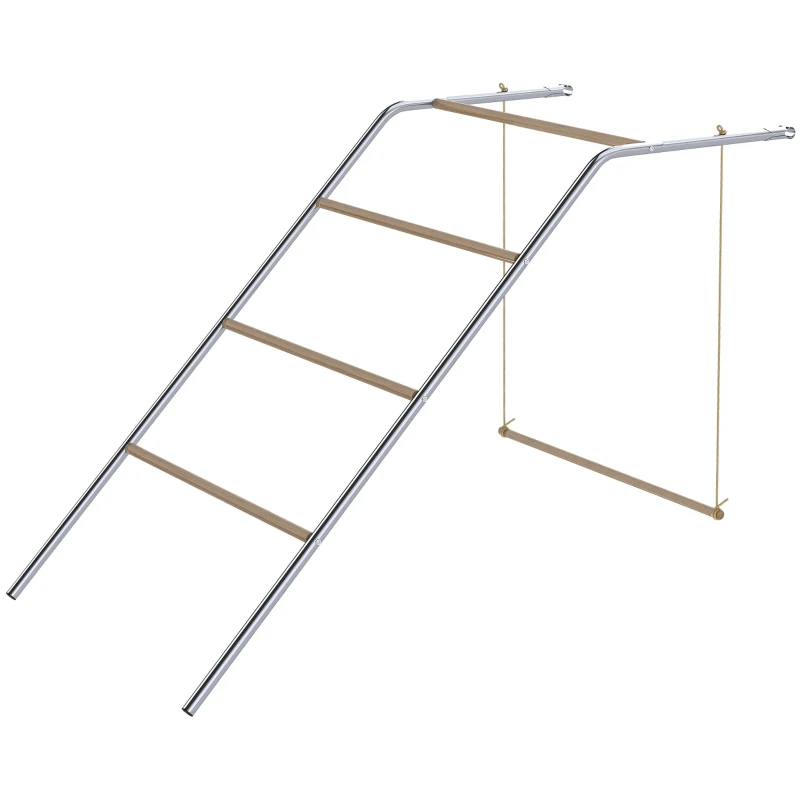 PawHut Hühner Spielgerüst aus Holz, Spielplatz für Hühnern mit Hühnerstangen, verstellbar Schaukel, 82 x 150 x 110 cm Silber