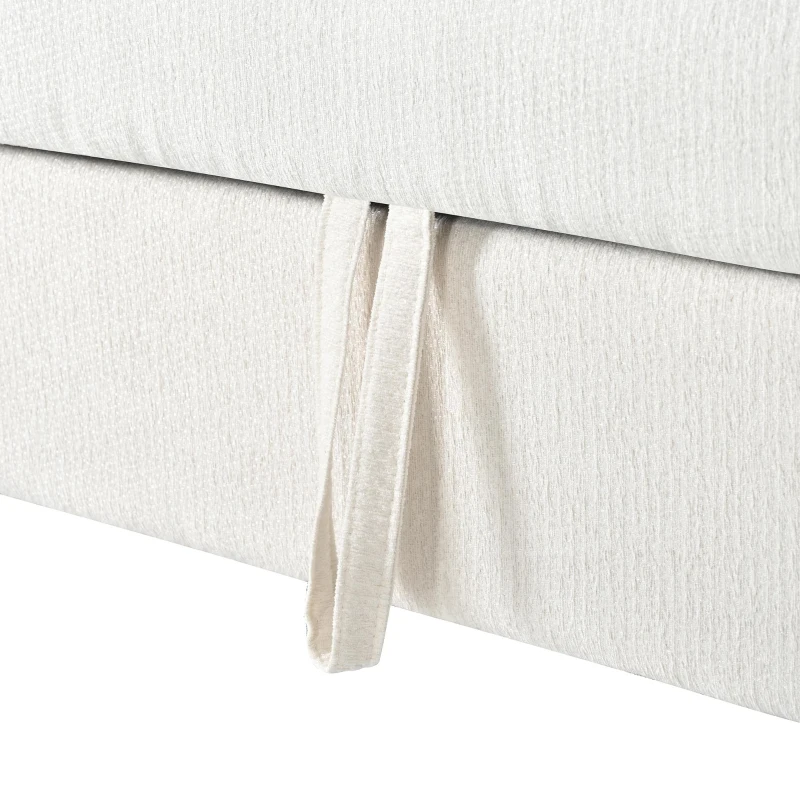 Convertible Sofa Bed with Adjustable Backrest, Functional Sofa with USB & Type-C Ports and Storage Pocket, 135L x 173W x 58H cm, Off White