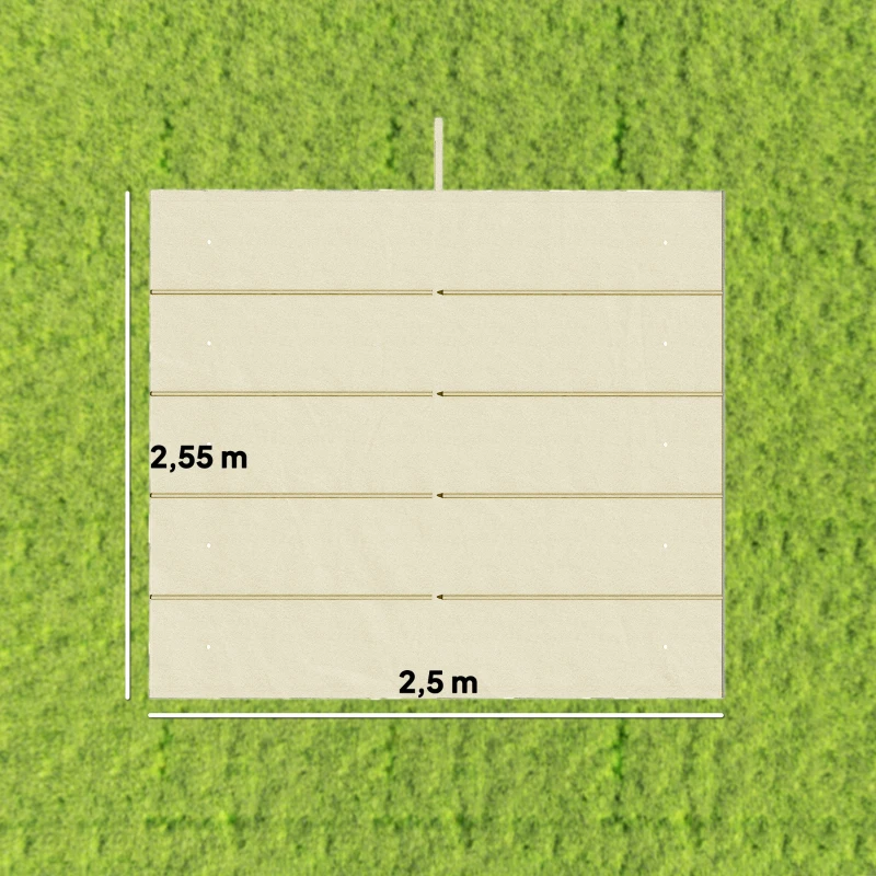 Outsunny Cubierta para Techo Retráctil de 2,5x2,55m para Pérgola 3x3 Tela de Repuesto con 10 Orificios de Drenaje Crema