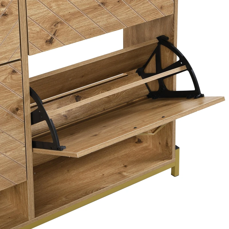 Space-Saving Shoe Cabinet with 4-Door Storage, Ideal Shoe Rack for Entrance Areas or Corridors, 108.5L x 24W x 100H cm, Natural