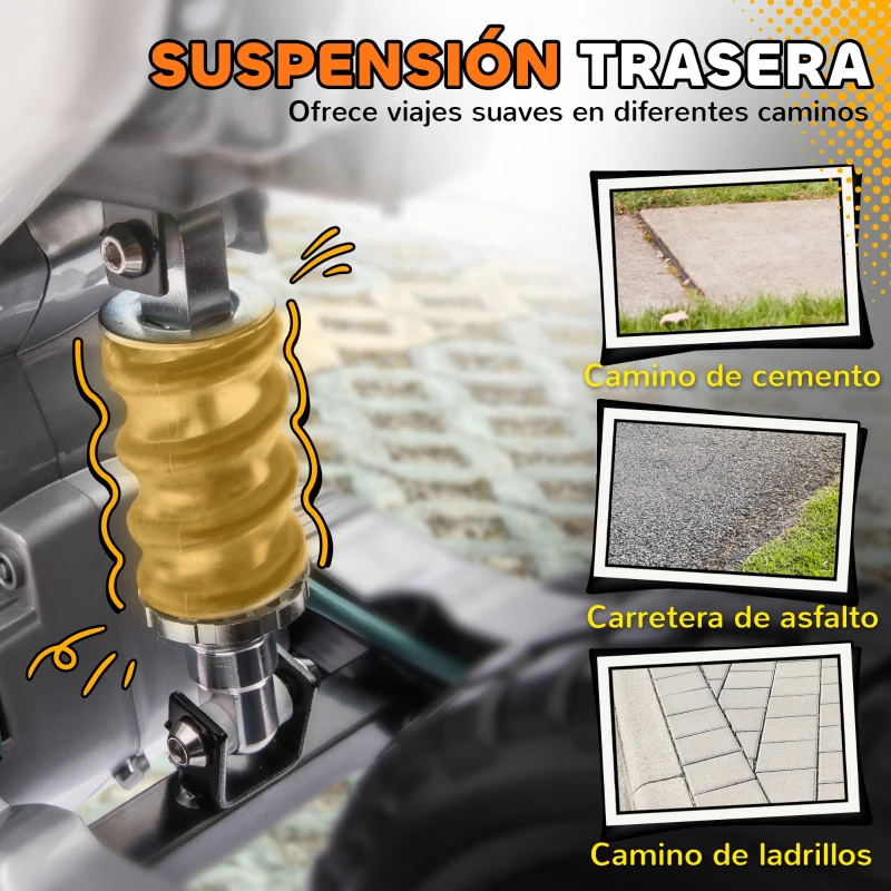 AIYAPLAY Moto Eléctrica para Niños 12V 2 Motores Suspensión Trasera Ruedas de Apoyo Desmontables Música Niños 3-6 Años Naranja