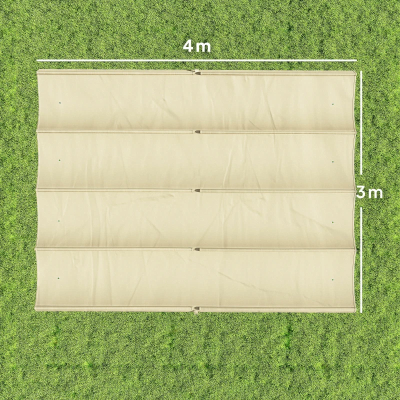 Outsunny Telo Pergola per Esterni Anti UV in Poliestere Beige con 8 Fori di Drenaggio, 392x350 cm