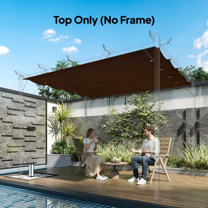 Outsunny Pergola Cover Roof, 2.86 x 2.45 m Retractable Sun Shade Top for 3 x 2m Pergola Frame, UV30+ Protected, Coffee