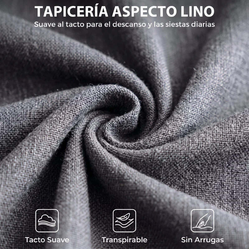 HOMCOM Sillón Relax Reclinable Manual Tapizado en Lino Instalación Rápida Reposapiés Acolchado Grueso y Patas de Madera Gris