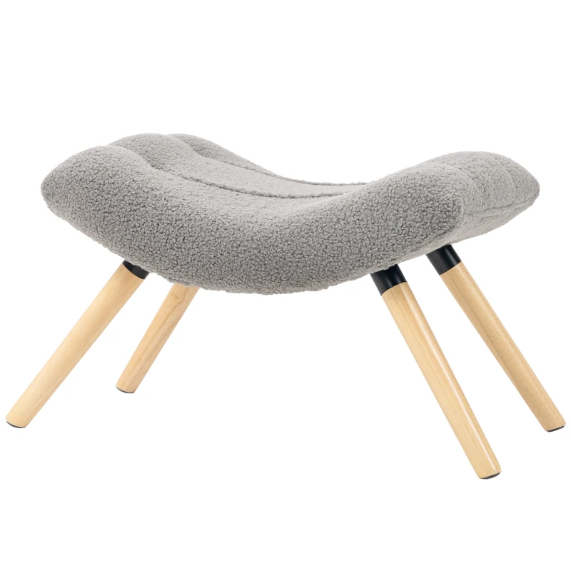 HOMCOM Repose pied salon ottoman pouf salon tabouret de canapé en tissu avec pieds en bois de hêtre, siège rembourré, gris