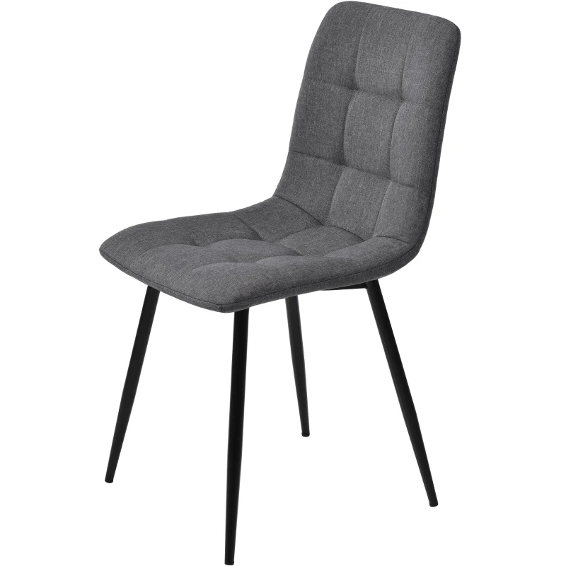 Modern Dining Table and 4 Chairs Set with Marble-Effect MDF Top, Practical Table Set for Modern Kitchens and Flats, 44L x 41W x 86H cm, Grey