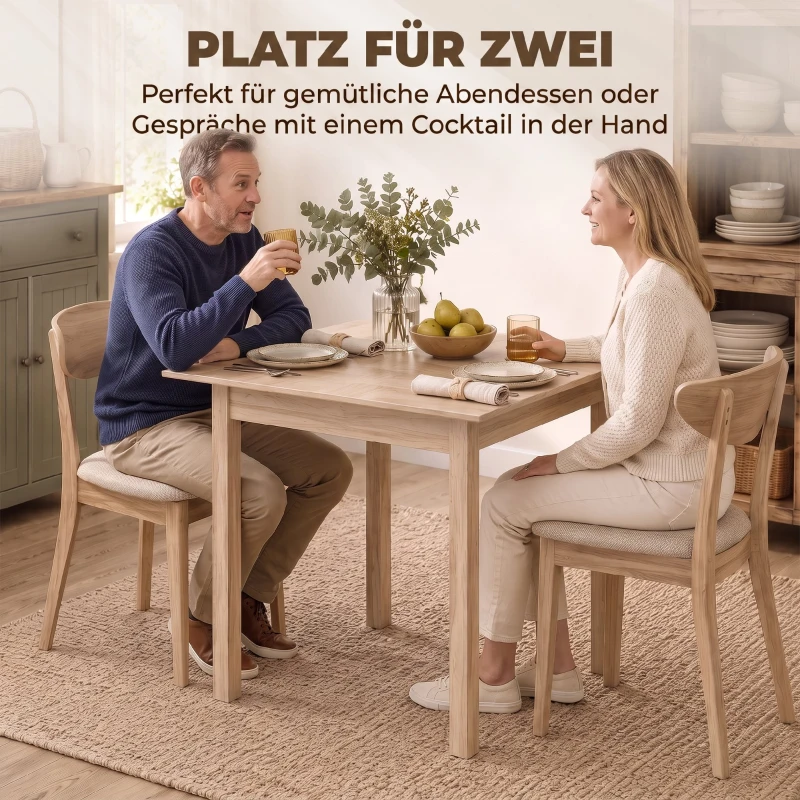 HOMCOM Küchentisch Esstisch Quadratischer Tisch, modernes Design, 75 cm x 75 cm x 76 cm, Naturholz