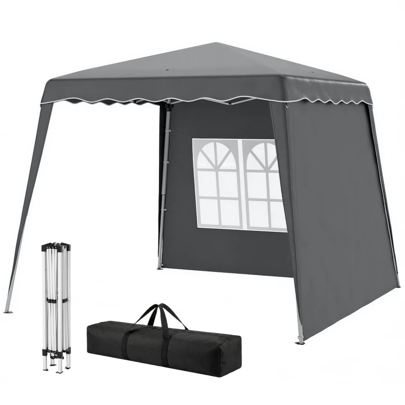 Outsunny Carpa Plegable Pop-up 2,89x2,89m Cenador Pabellón de Jardín con Paredes Laterales Altura Ajustable Protección UV50+ Gris