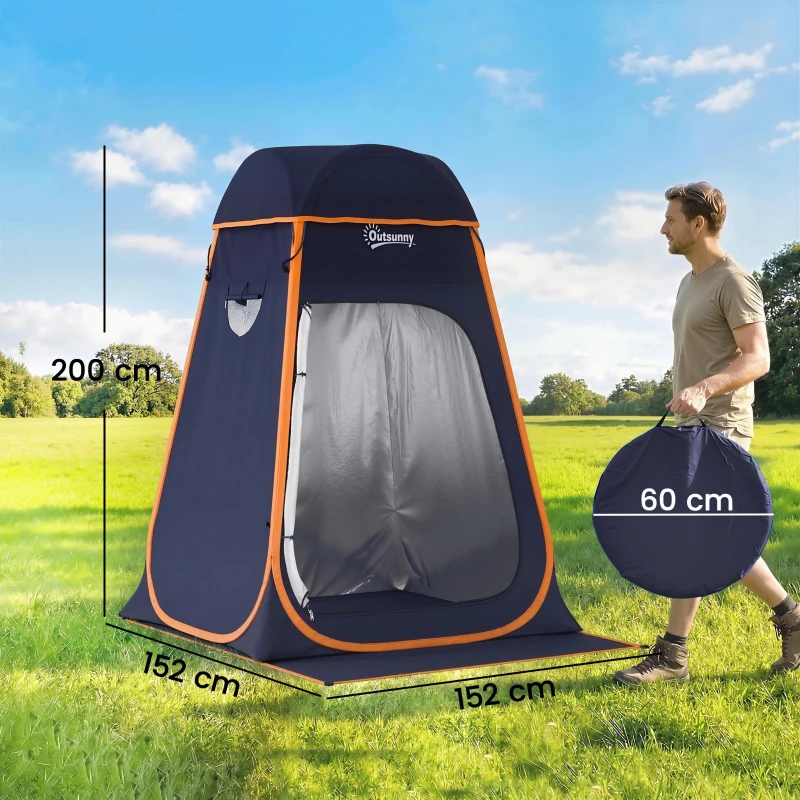 Outsunny Tienda de Campaña Instantánea Pop-Up Tienda de Ducha Camping Portátil con Bolsa de Transporte Impermeable Azul Oscuro