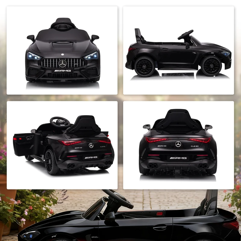 AIYAPLAY Kinder-Elektroauto, Mercedes-Design, 12V Motoren, Fernbedienung, LED-Lichter, Musik, für 3-6 Jahren Kinder, Schwarz