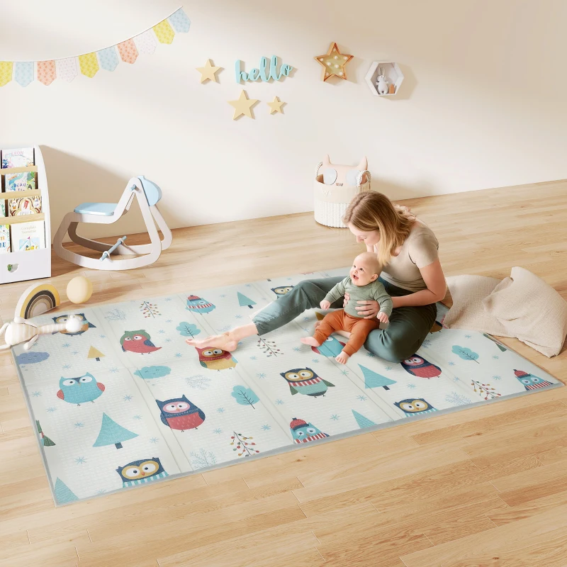 AIYAPLAY Baby-Spielmatte, Tiermuster, Schaumstoff, 1,5 cm dicke Polsterung, rutschfest