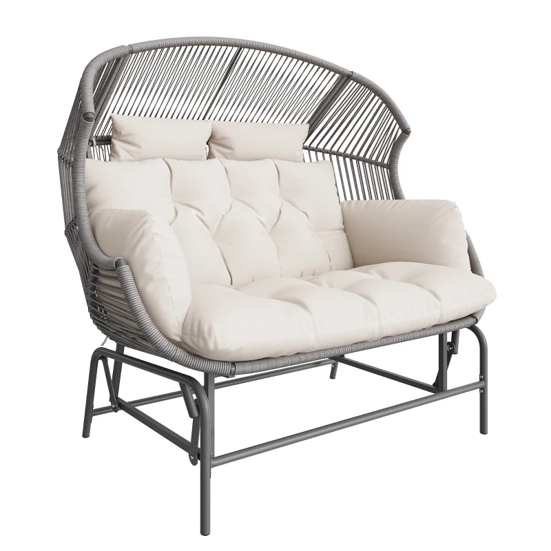 Comfortable Garden Rocker with Gentle Rocking Motion, Perfect Rocking Chair for Garden or Balcony, 145L x 85W x143H cm, Grey