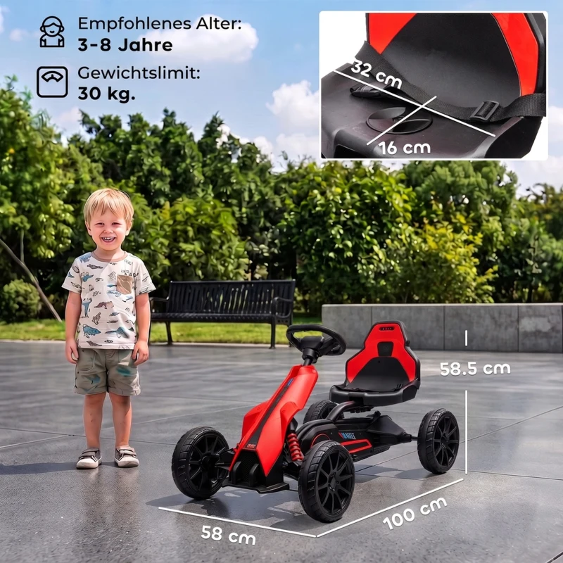 HOMCOM Elektro Go-Kart für Kinder 3-5km/h Gokart mit 2-Fach verstellbarem Geschwindigkeit, Sicherheitsgurt, EVA-Räder für 3-8