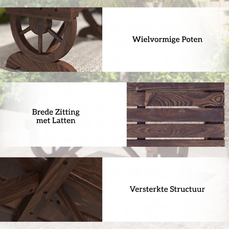 Outsunny Tuinbank bank tuinmeubelen rustieke bank massief hout bruin