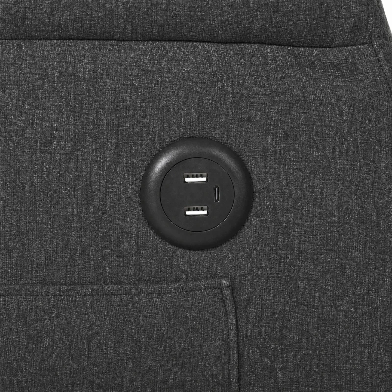 Convertible Sofa Bed with Adjustable Backrest, Functional Sofa with USB & Type-C Ports and Storage Pocket, 135L x 173W x 58H cm, Drak Grey