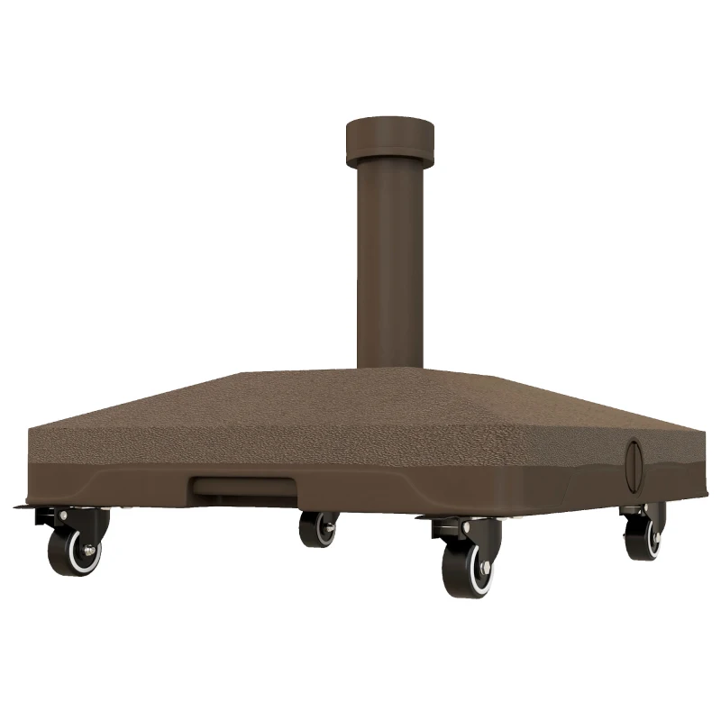 Outsunny Sonnenschirmständer bis 20kg befüllbar Quadratisch Schirmständer mit Rolle für Sonnenschirm 22-38mm Braun