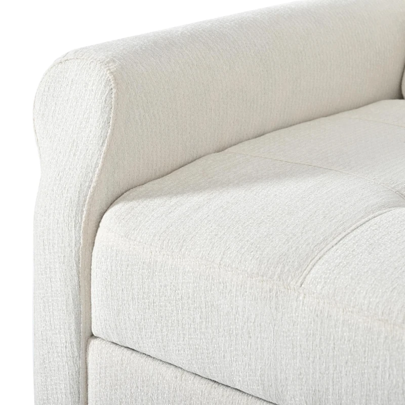 Convertible Sofa Bed with Adjustable Backrest, Functional Sofa with USB & Type-C Ports and Storage Pocket, 135L x 173W x 58H cm, Off White