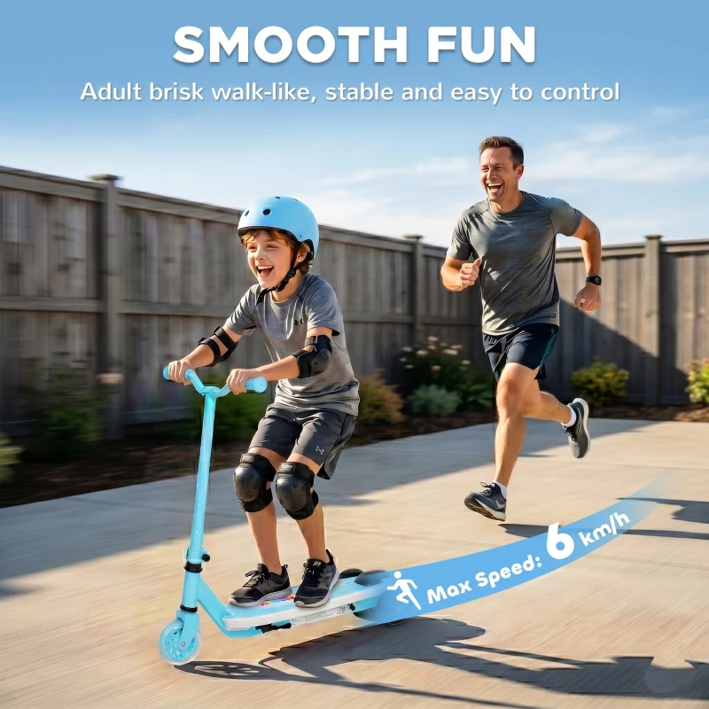 AIYAPLAY Electric Scooter for Kids Aged 4-7 Years, with Flashing LED Lights, Rear Auxiliary Wheels, Blue