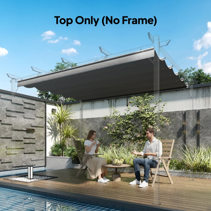 Outsunny Retractable Pergola Cover, 3.5 x 2.6 m Replacement Canopy Fabric for 4 x 3 m Frame, Roof Top Only, Light Grey