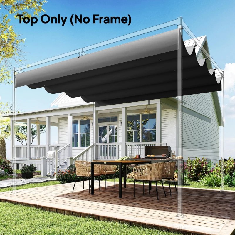 Outsunny Techo de Repuesto Retráctil 4x3,5 m para Marco de 4x3 m Toldo de Tela Solo para Cenador Jardín con 8 Orificios Gris