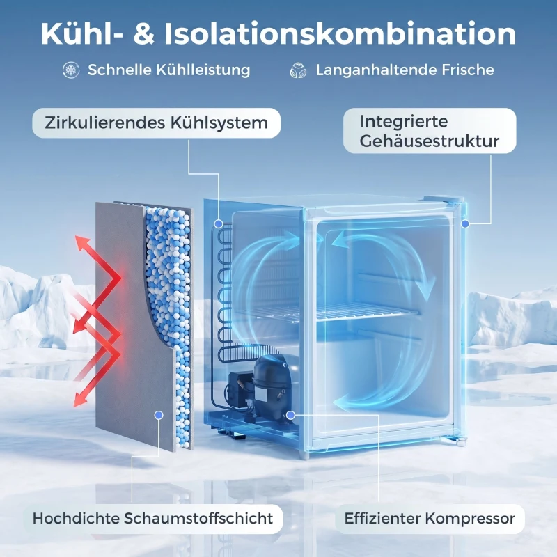 HOMCOM Mini-zamrażarka 35 l, elektryczna wolnostojąca, 161 W, mini skrzynia zamrażająca, 47 x 44,2 x 48,8 cm, szary