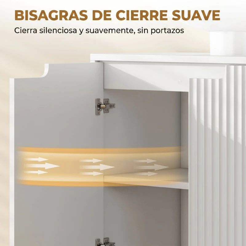 HOMCOM Mueble Bajo Lavabo con Puertas de Cierre Suave y Diseño Acanalado 2 Estantes para Lavabo con o sin Pedestal Blanco