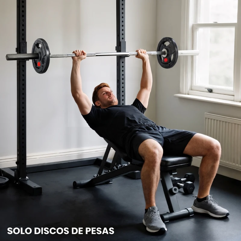 SPORTNOW Discos Pesas Olímpicos Agujero Ø50 mm 2x15 kg con Anillo Interior de Acero Triple Agarre para Mancuernas y Barras Negro