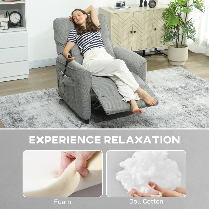 HOMCOM Relaxsessel Fernsehsessel Elektrisch mit Liegefunktion Heizung Vibrationsmassage