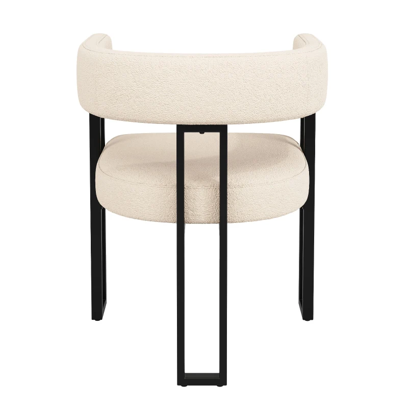 Fabric Dining Chairs 6-Piece Set with Ergonomic Curved Back, Modern Upholstered Accent Chairs for Living Spaces, 51.5L x 54W x 72H cm, Beige