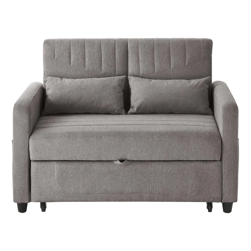 Adjustable Sofa Bed with 3-Level Backrest, Cozy Couch for Small Apartments, Living Rooms, or Bedrooms, 112L x 169W x 59H cm, Dark Grey