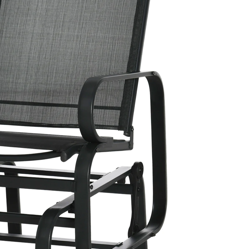 Outsunny Outdoor Gliding Rocking Chair with Sturdy Metal Frame Garden Comfortable Swing Chair, Black
