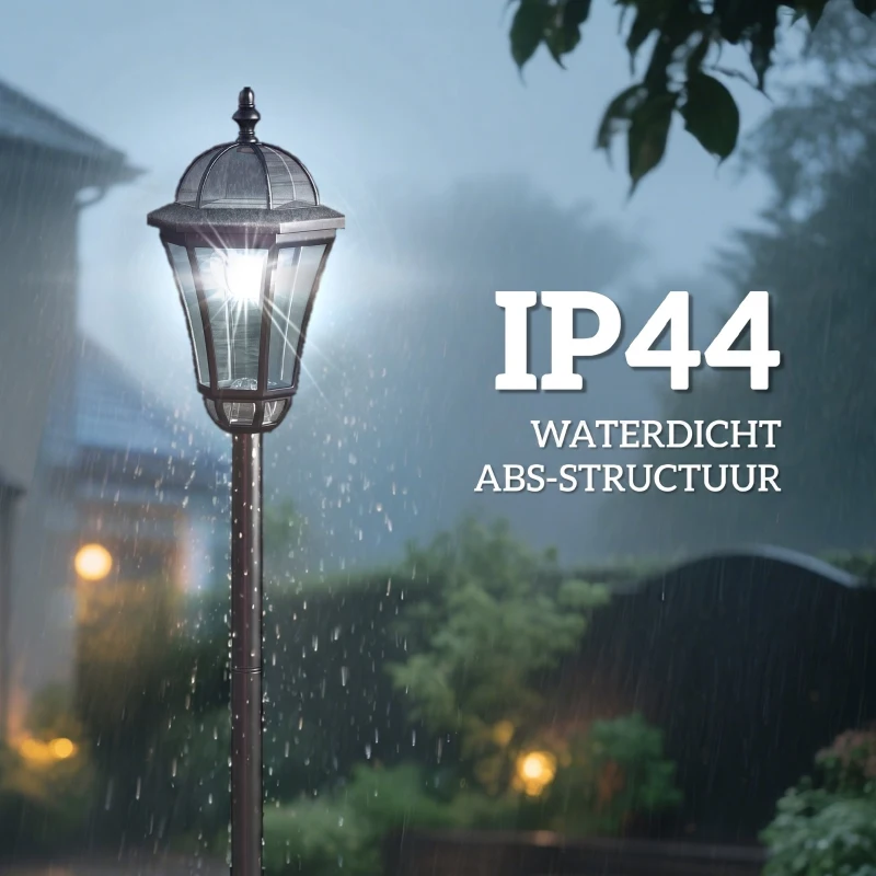 Outsunny solar tuinlantaarn, set van 2, tuinverlichting, tuinpadverlichting met LED, 6 - 8 uur, roestvrij staal zwart Ø 18,5 x 129 H cm tuinlantaarn set LED-lantaarn tuinverlichting Stdn. 129 H cm | Aosom.de