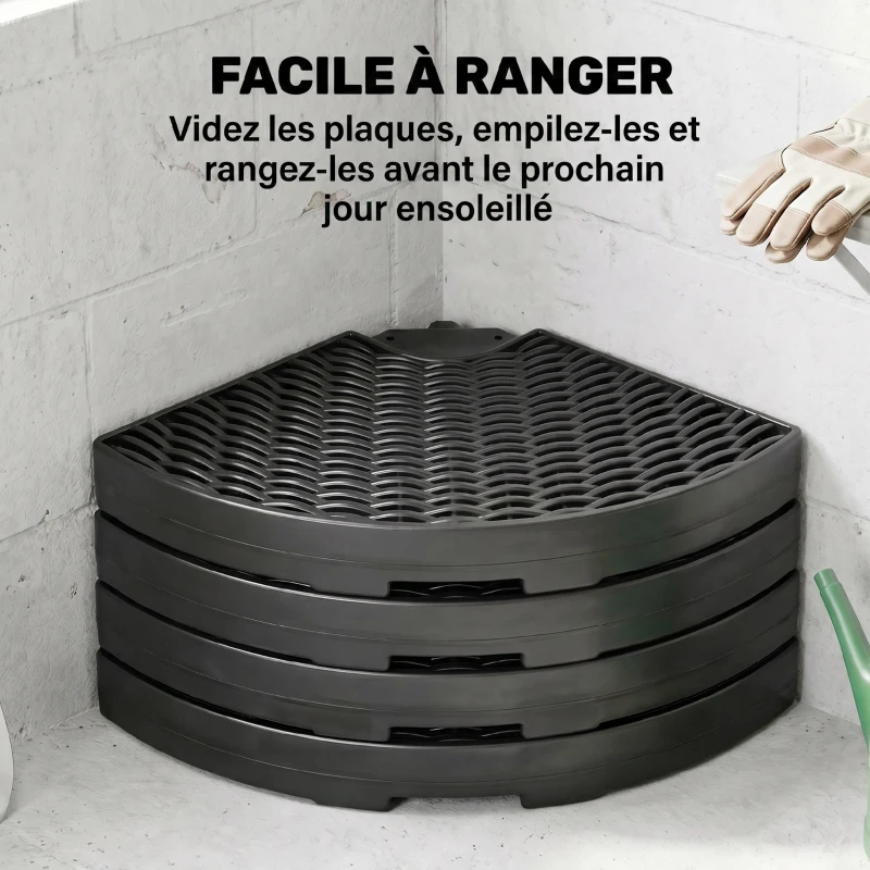 Outsunny Lot de 4 dalles de lestage pour parasol déporté dim. tot. 100L x 100l x 8H cm HDPE aspect rotin noir