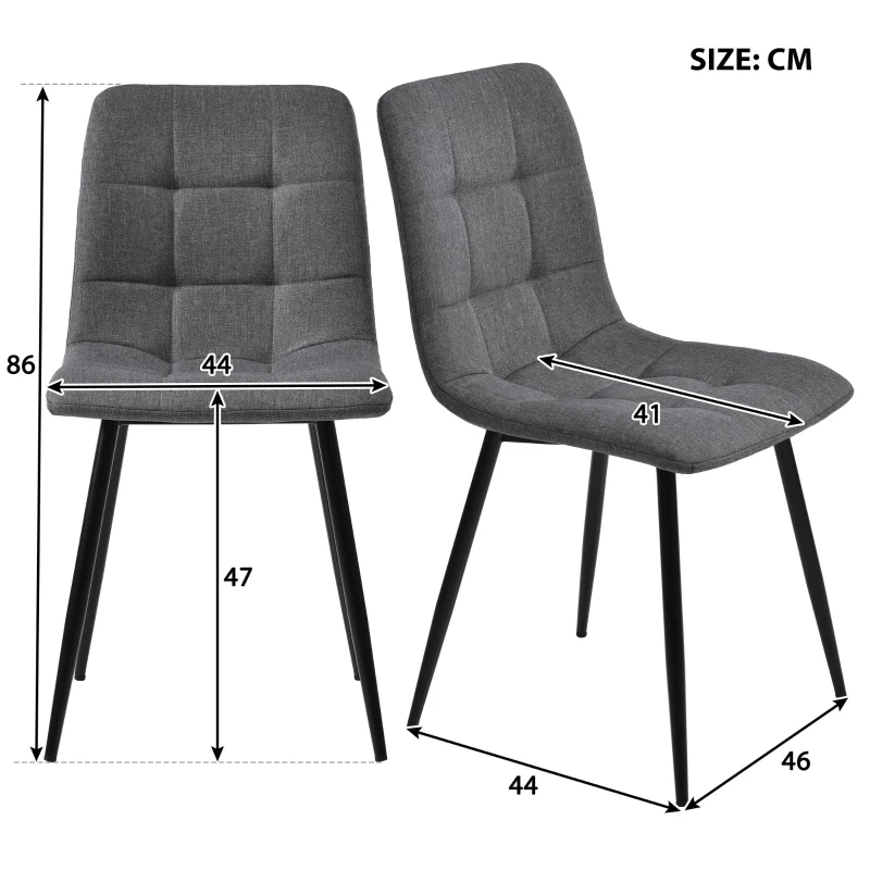 Modern Dining Table and 4 Chairs Set with Marble-Effect MDF Top, Practical Table Set for Modern Kitchens and Flats, 44L x 41W x 86H cm, Grey