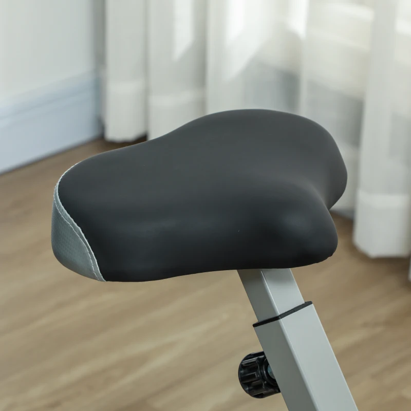SPORTNOW Bicicleta Estática Plegable 8 Niveles Resistencia Magnética Monitor LCD Asiento Ajustable Sensor Ritmo Soporte Teléfono