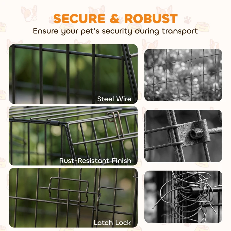 PawHut 30"(76 cm) Car Dog Crate Collapsible Slanted Travel Small Dog Cage with Tray & Handle 76L x 48W x 53H cm