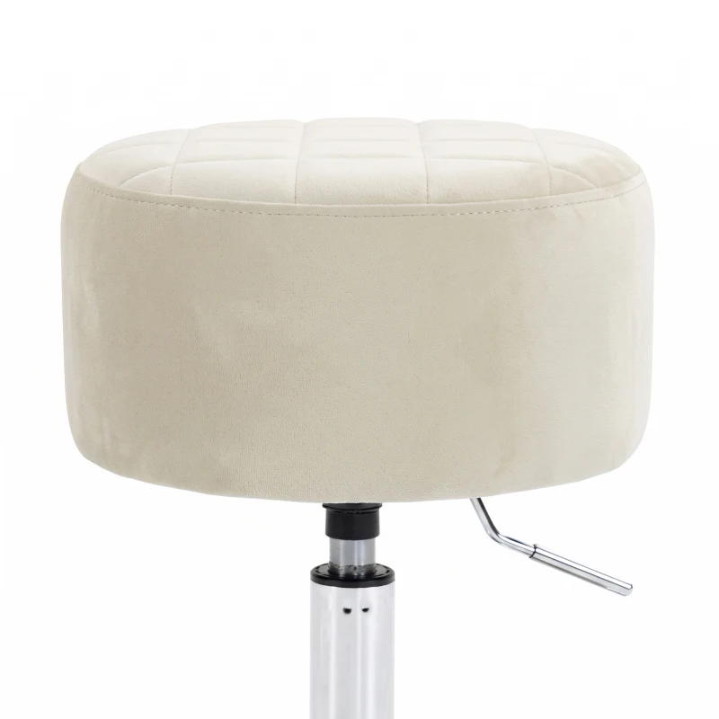 HOMCOM Bar Stool Adjustable Swivel Chair Velvet-Feel Seat 1 Piece, Beige