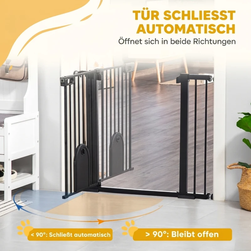 PawHut Türschutzgitter Treppenschutzgitter Hunde Absperrgitter Schutzgitter für Haustier Stahl
